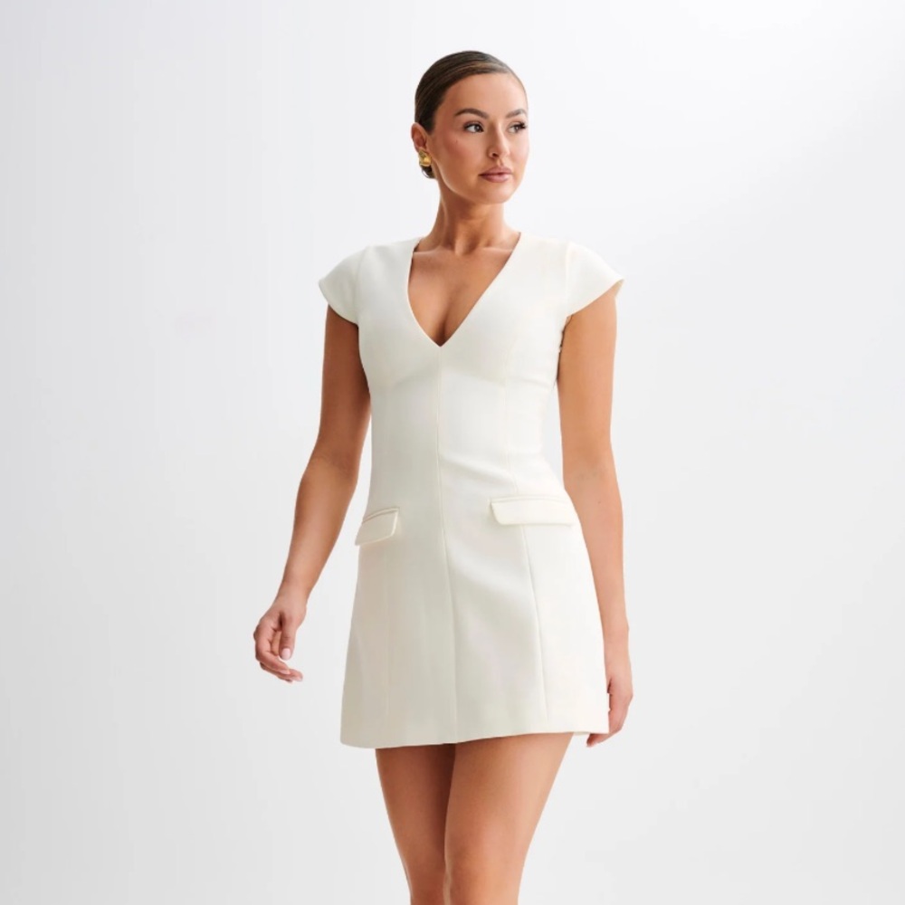 Meshki Cap Sleeve Ivory Mini Dress